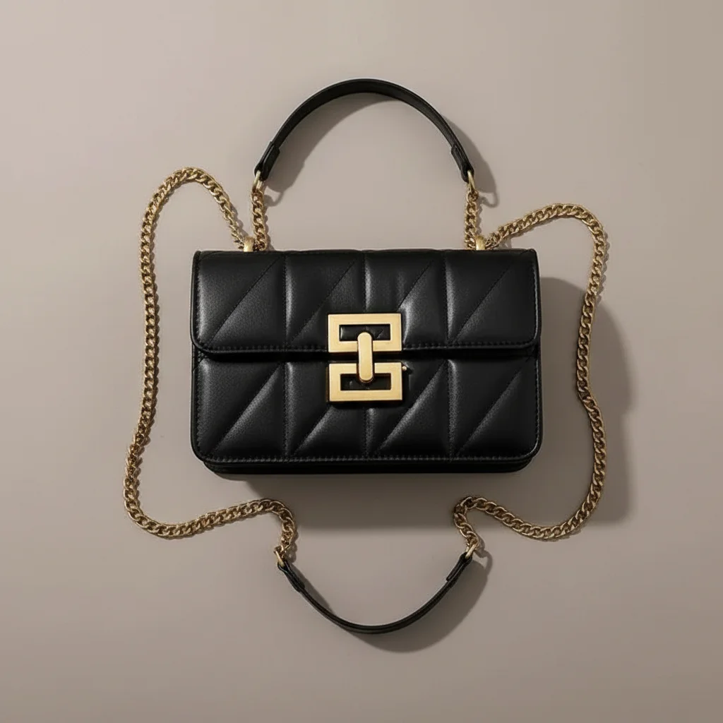 Sac chaine matelassé simili cuir 23cm – Image 3