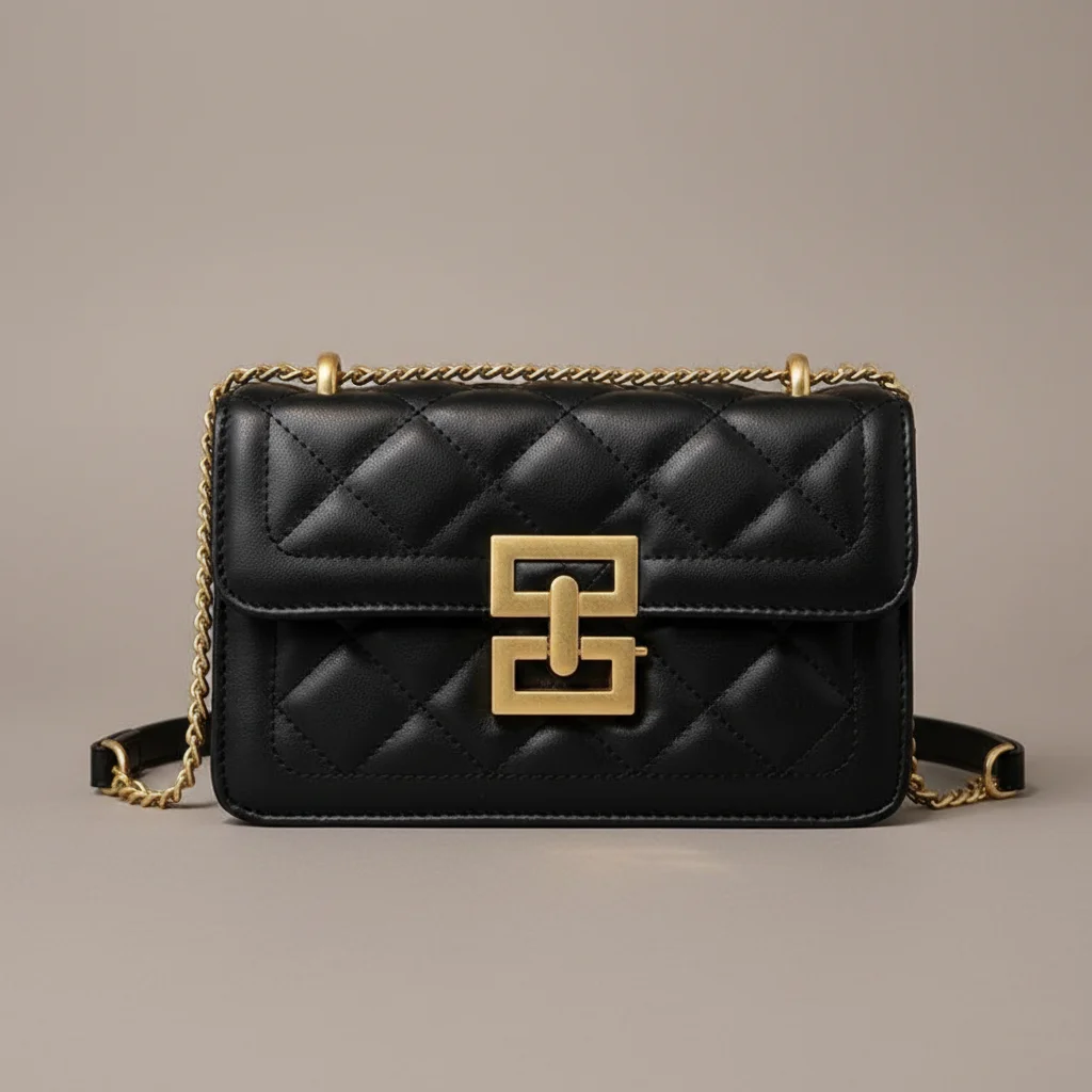Sac chaine matelassé simili cuir 23cm – Image 4