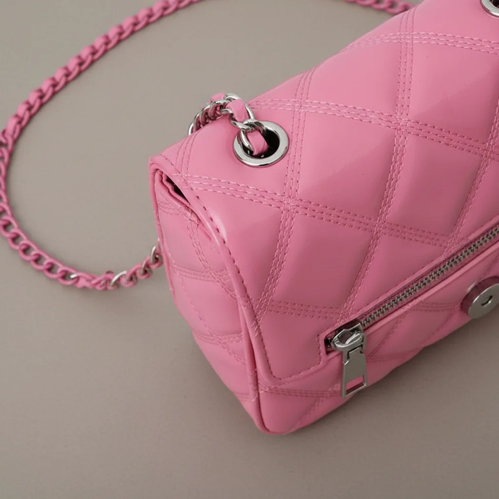 Sac chaine matelassé simili cuir 26cm – Image 11