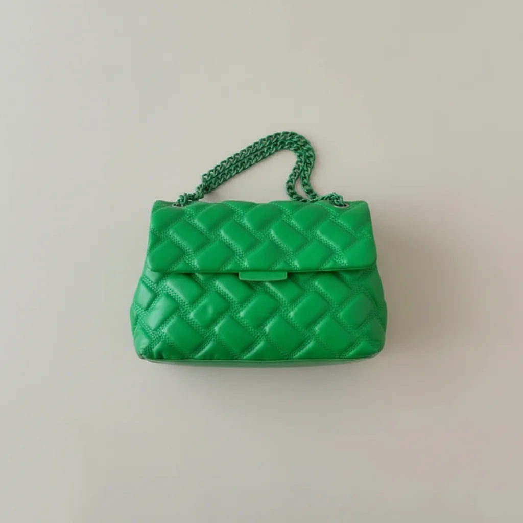 Sac chaine matelassé simili cuir 26cm – Image 3
