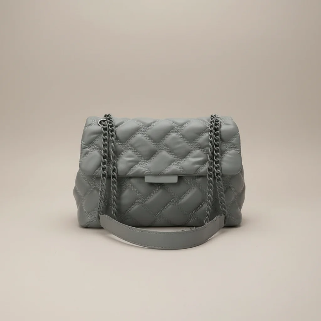 Sac chaine matelassé simili cuir 26cm – Image 7