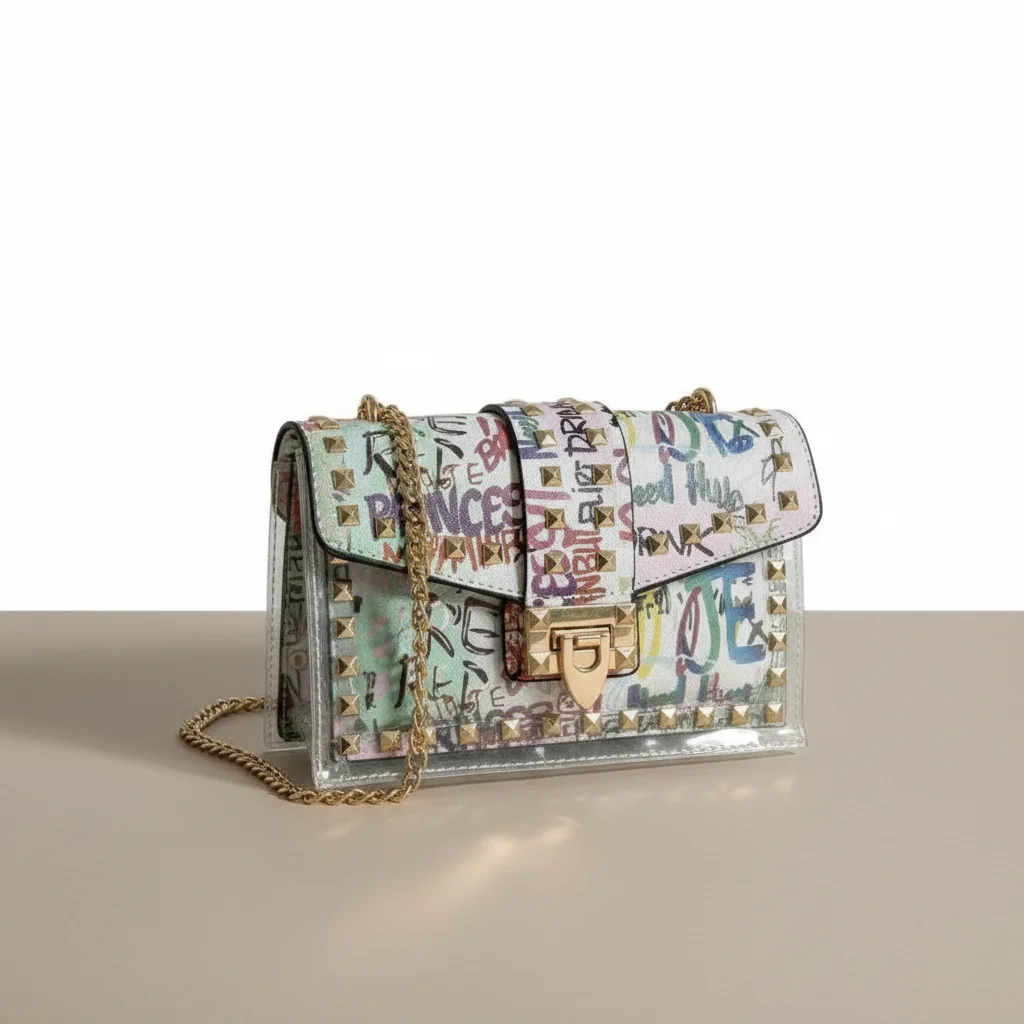 Sac chaine multicolore original porté épaule – Image 10