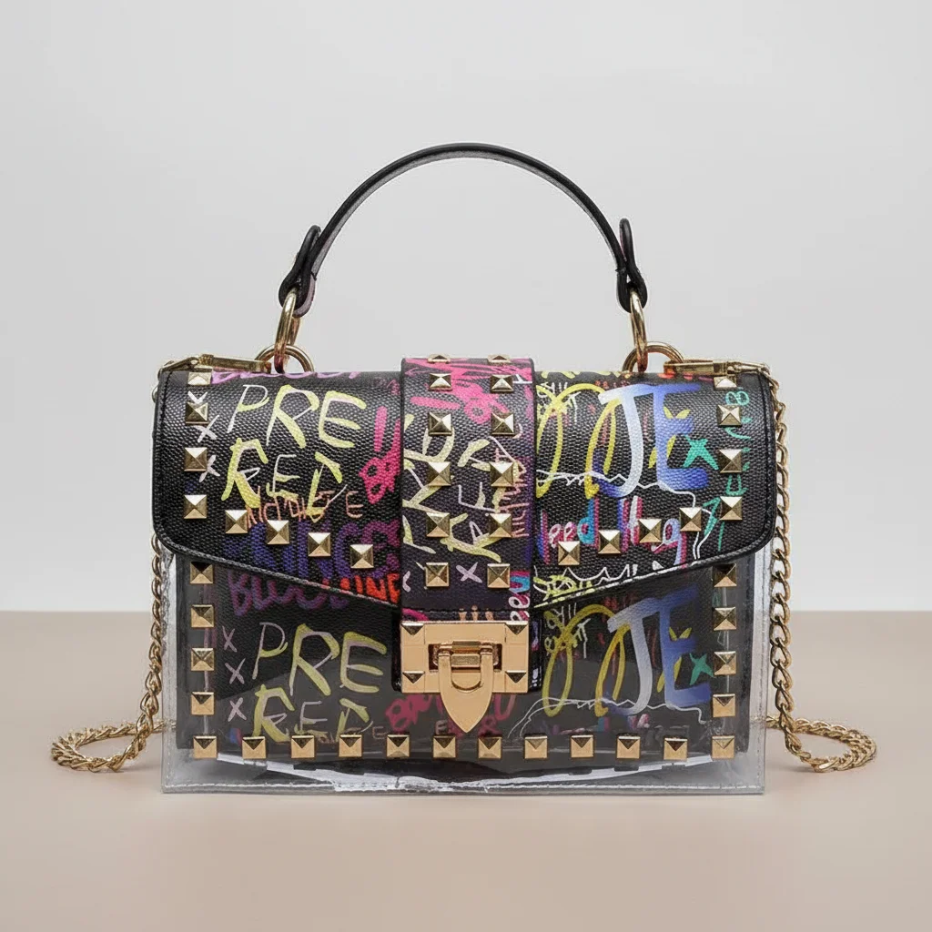 Sac chaine multicolore original porté épaule – Image 11