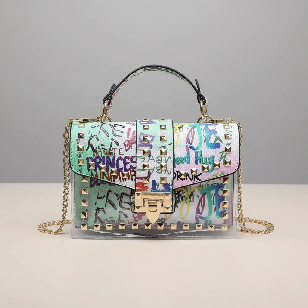 Sac chaine multicolore original porté épaule – Image 12
