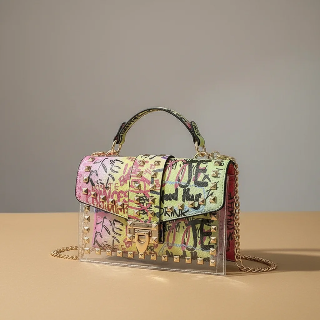 Sac chaine multicolore original porté épaule – Image 3