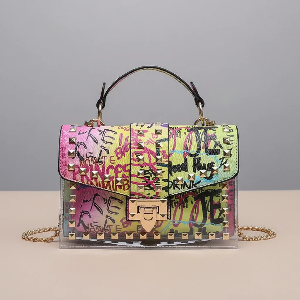Sac chaine multicolore original porté épaule – Image 6