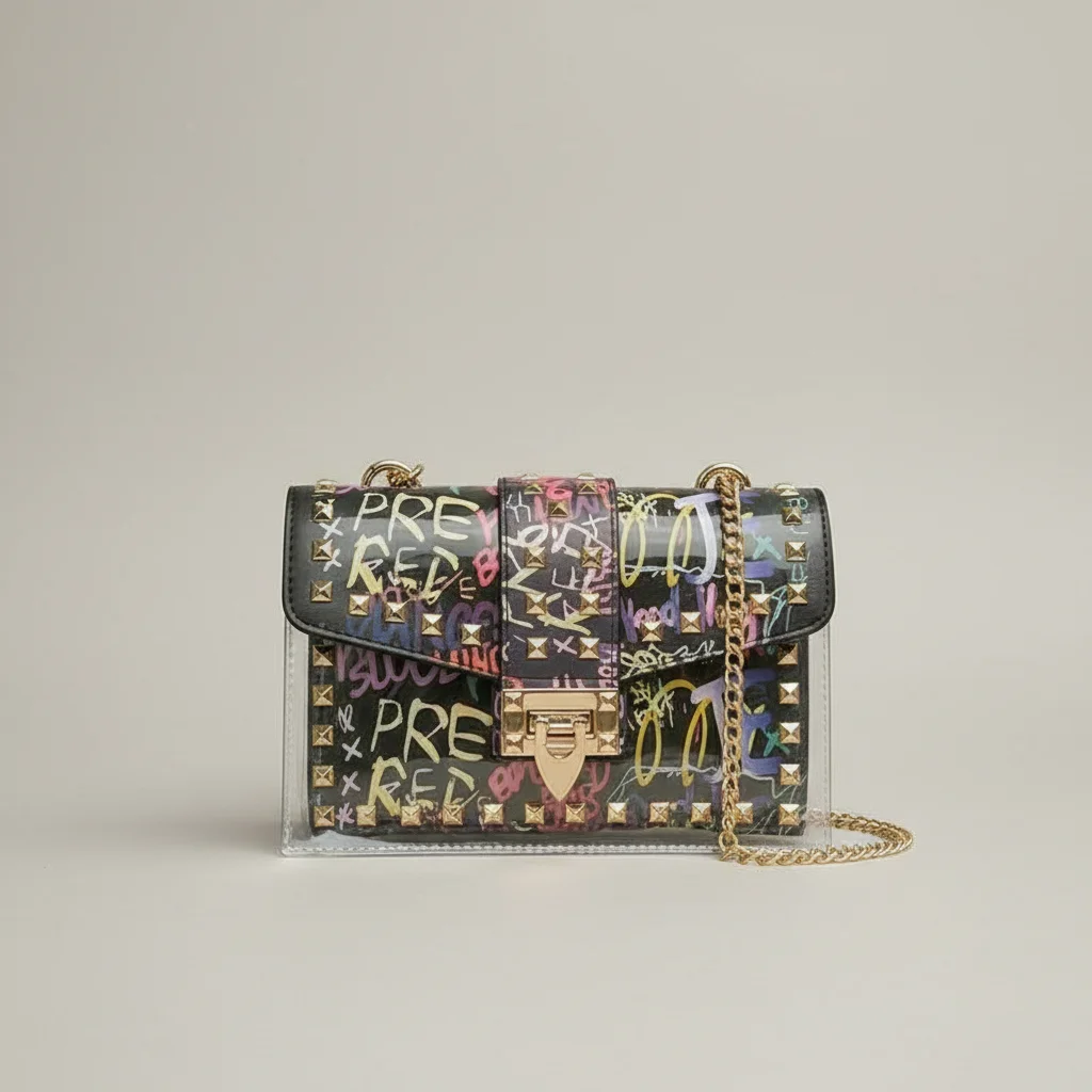 Sac chaine multicolore original porté épaule – Image 9