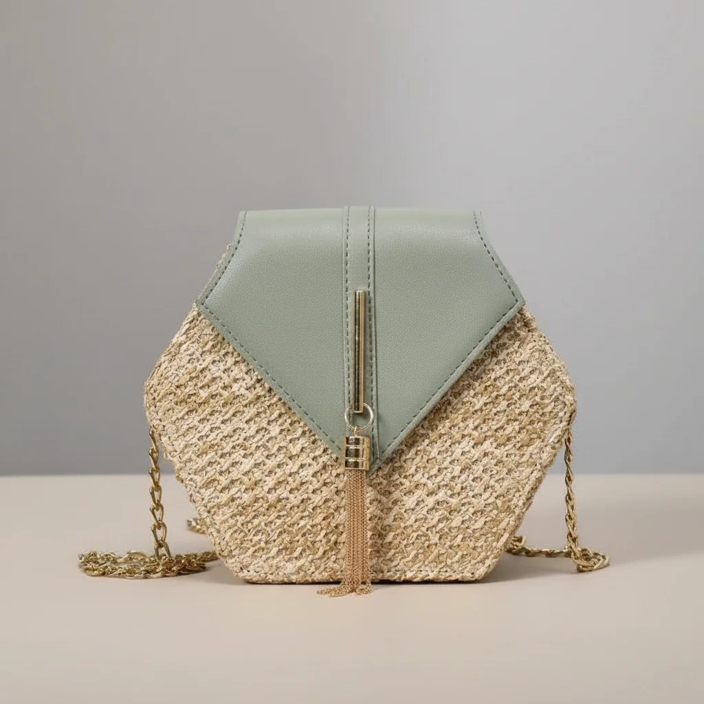 Sac chaine paille femme bohème chic – Image 13