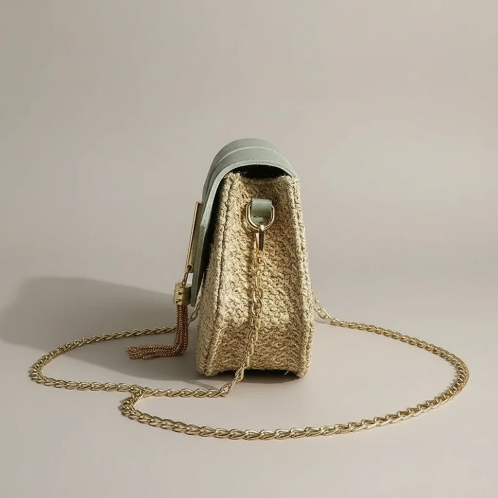 Sac chaine paille femme bohème chic – Image 2