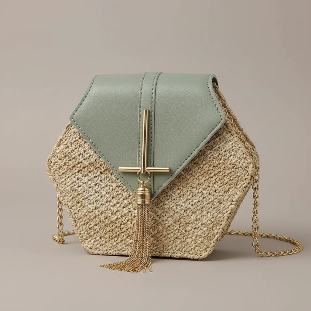 Sac chaine paille femme bohème chic – Image 4