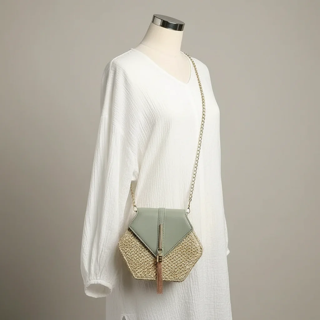 Sac chaine paille femme bohème chic – Image 5