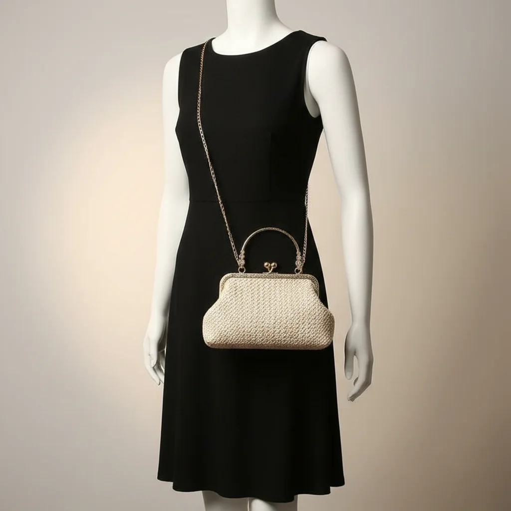 Sac chaine paille femme porté épaule – Image 5