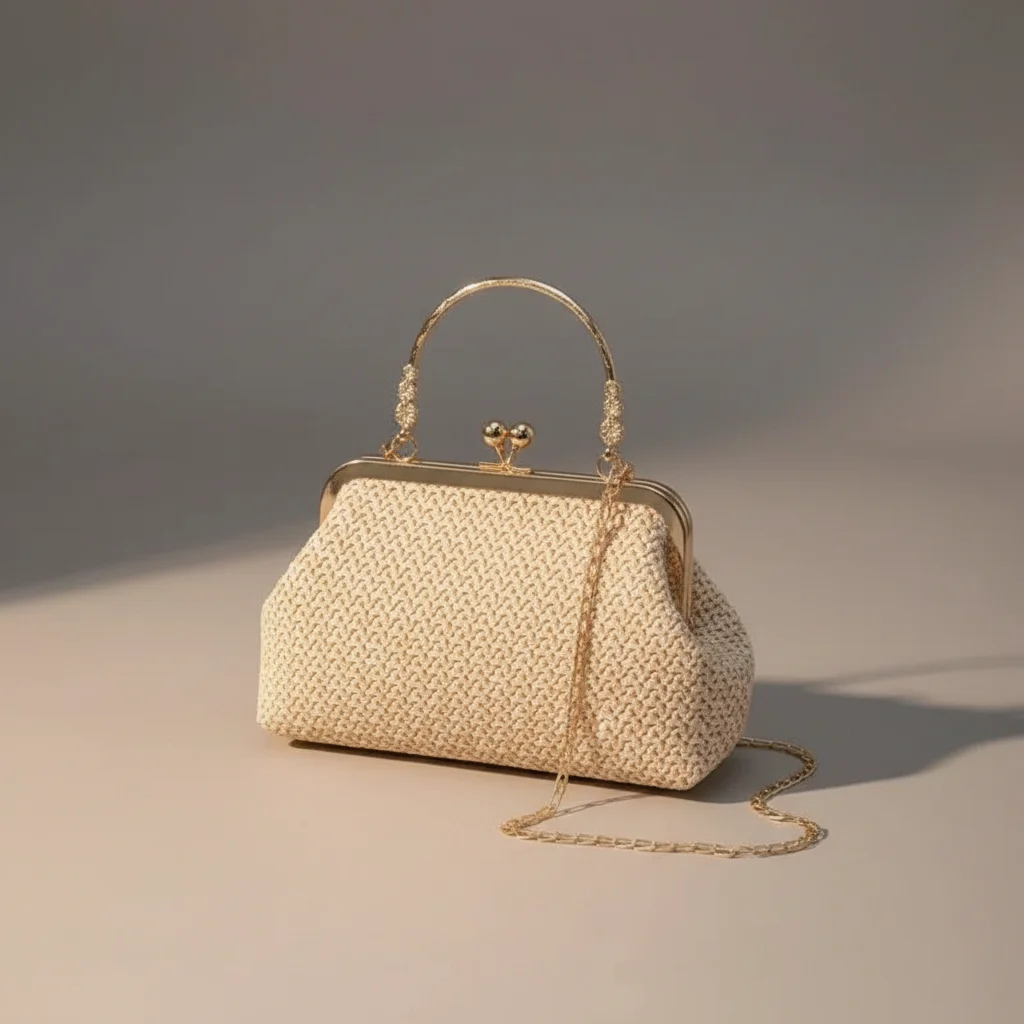 Sac chaine paille femme porté épaule – Image 7