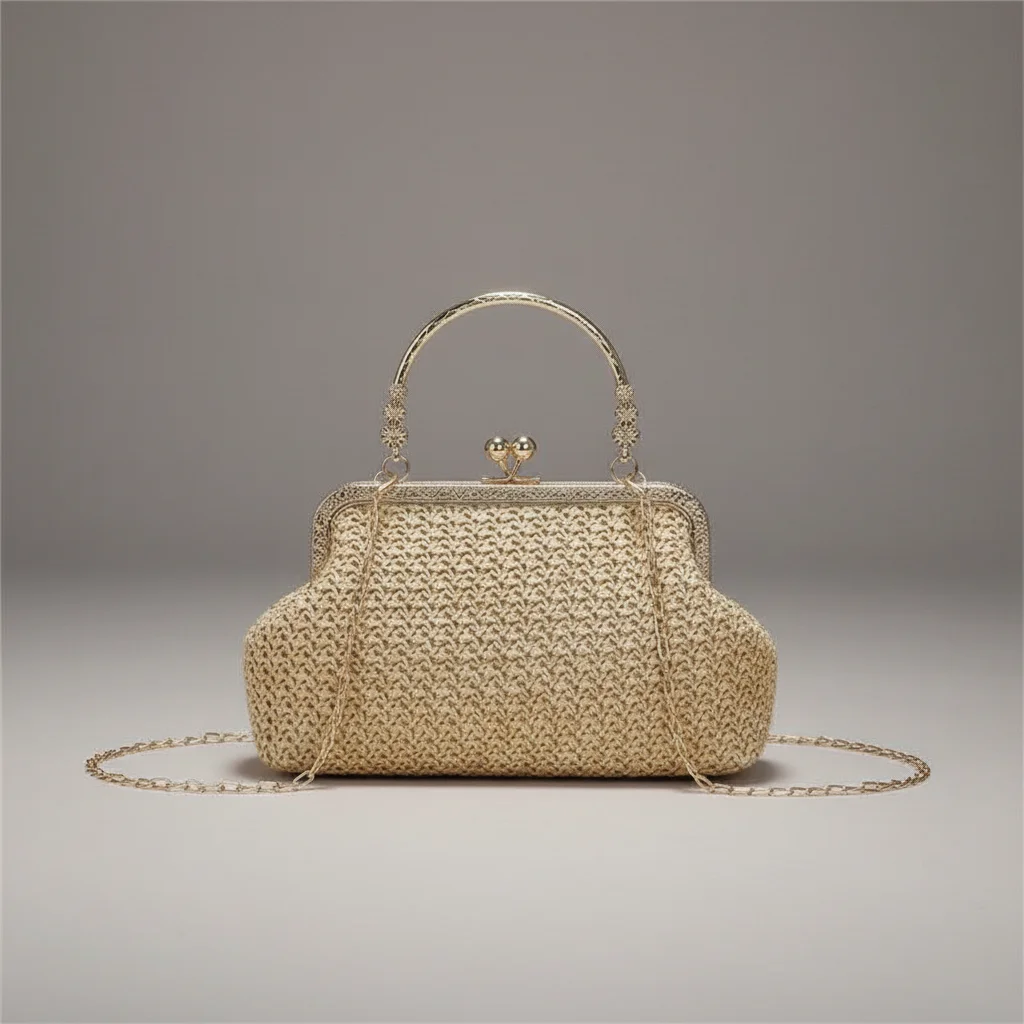 Sac chaine paille femme porté épaule – Image 8