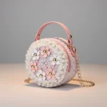 sac chaine petite fille simili cuir fleurs