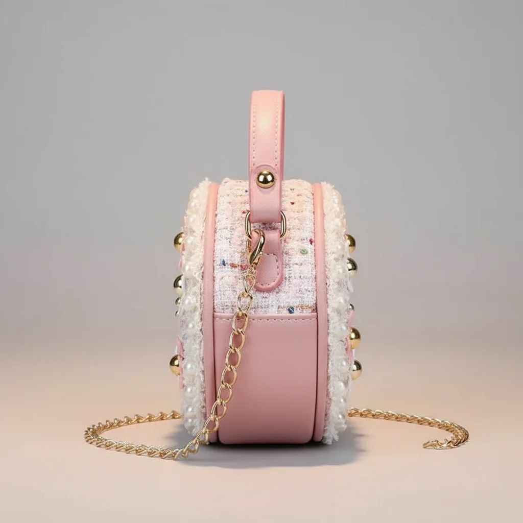 sac chaine petite fille simili cuir fleurs – Image 2