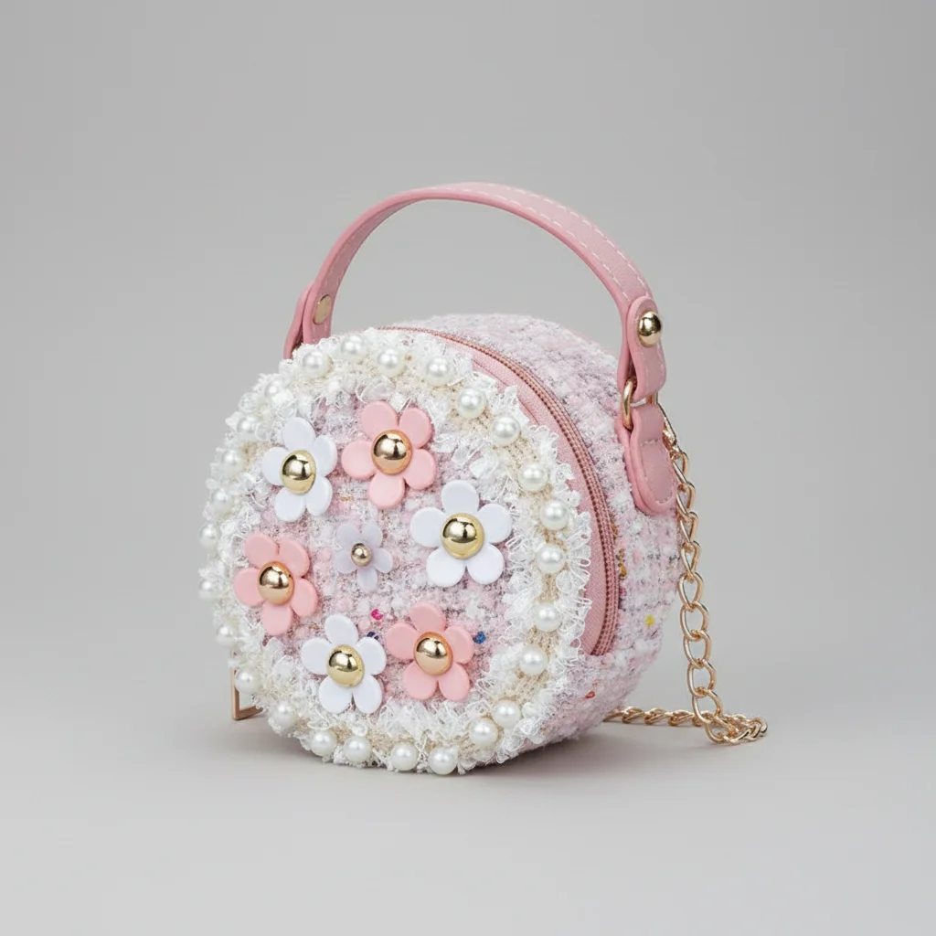 sac chaine petite fille simili cuir fleurs – Image 6