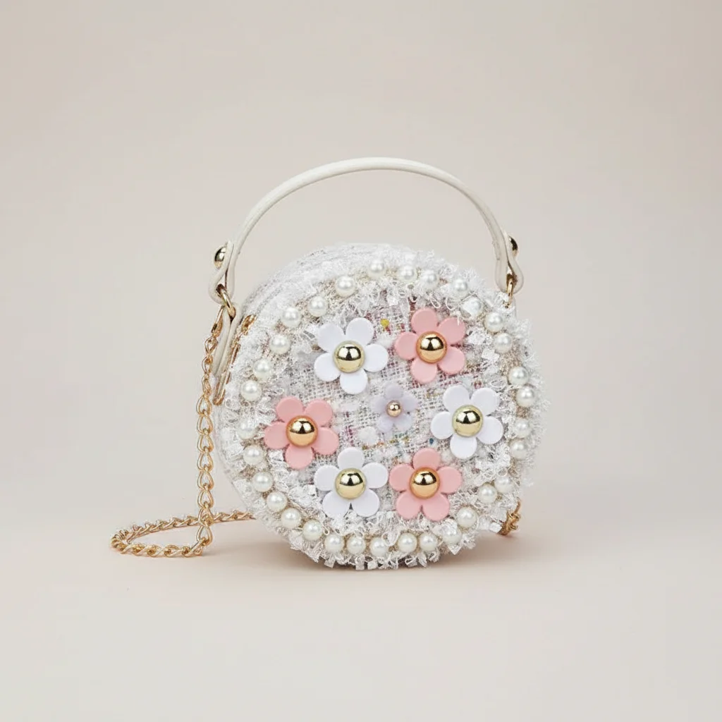 sac chaine petite fille simili cuir fleurs – Image 7
