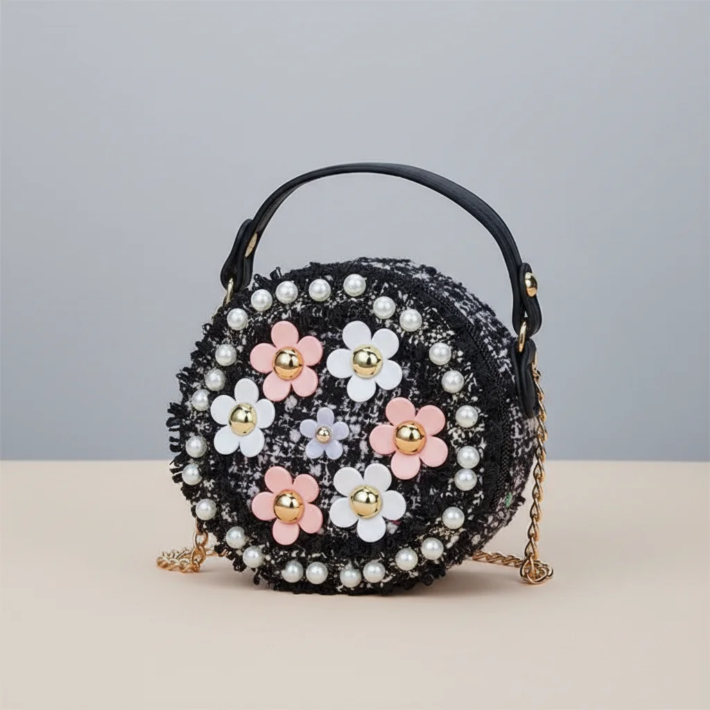 sac chaine petite fille simili cuir fleurs – Image 8