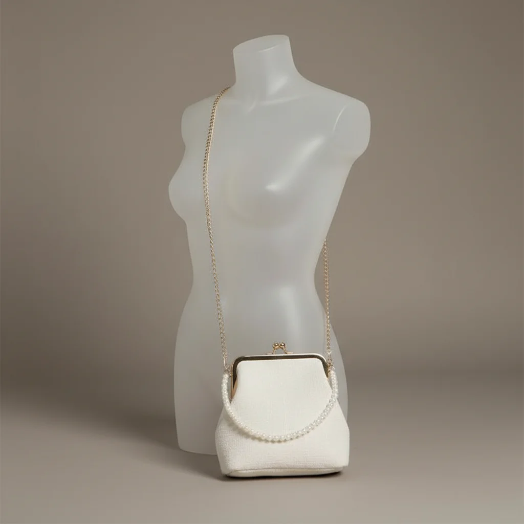 Sac chaine polyester perles soirée compact – Image 5
