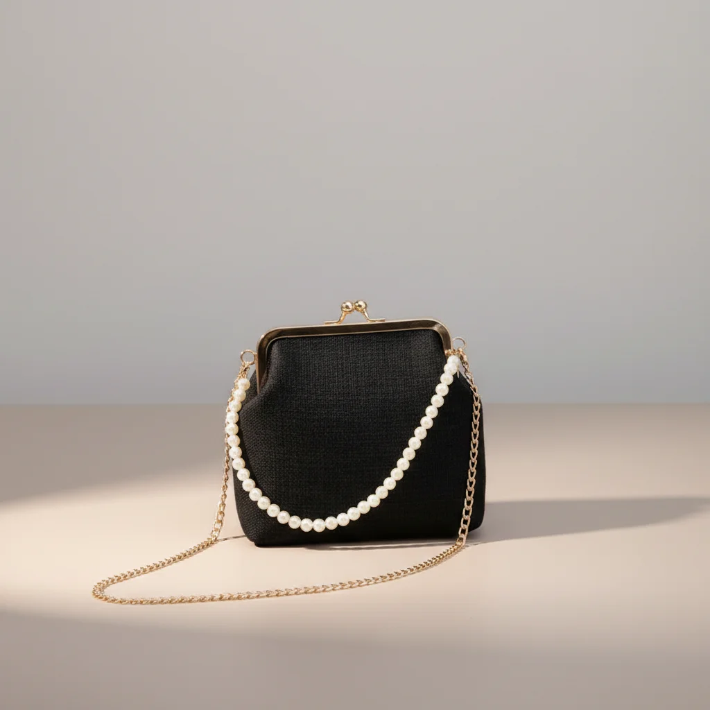 Sac chaine polyester perles soirée compact – Image 6