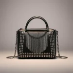Sac chaine simili cuir franges rock