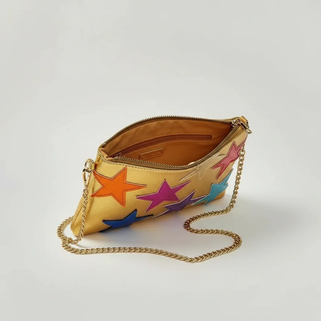 Sac chaine simili cuir motif étoiles – Image 3