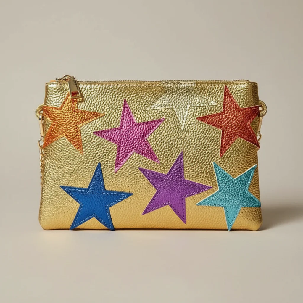 Sac chaine simili cuir motif étoiles – Image 4