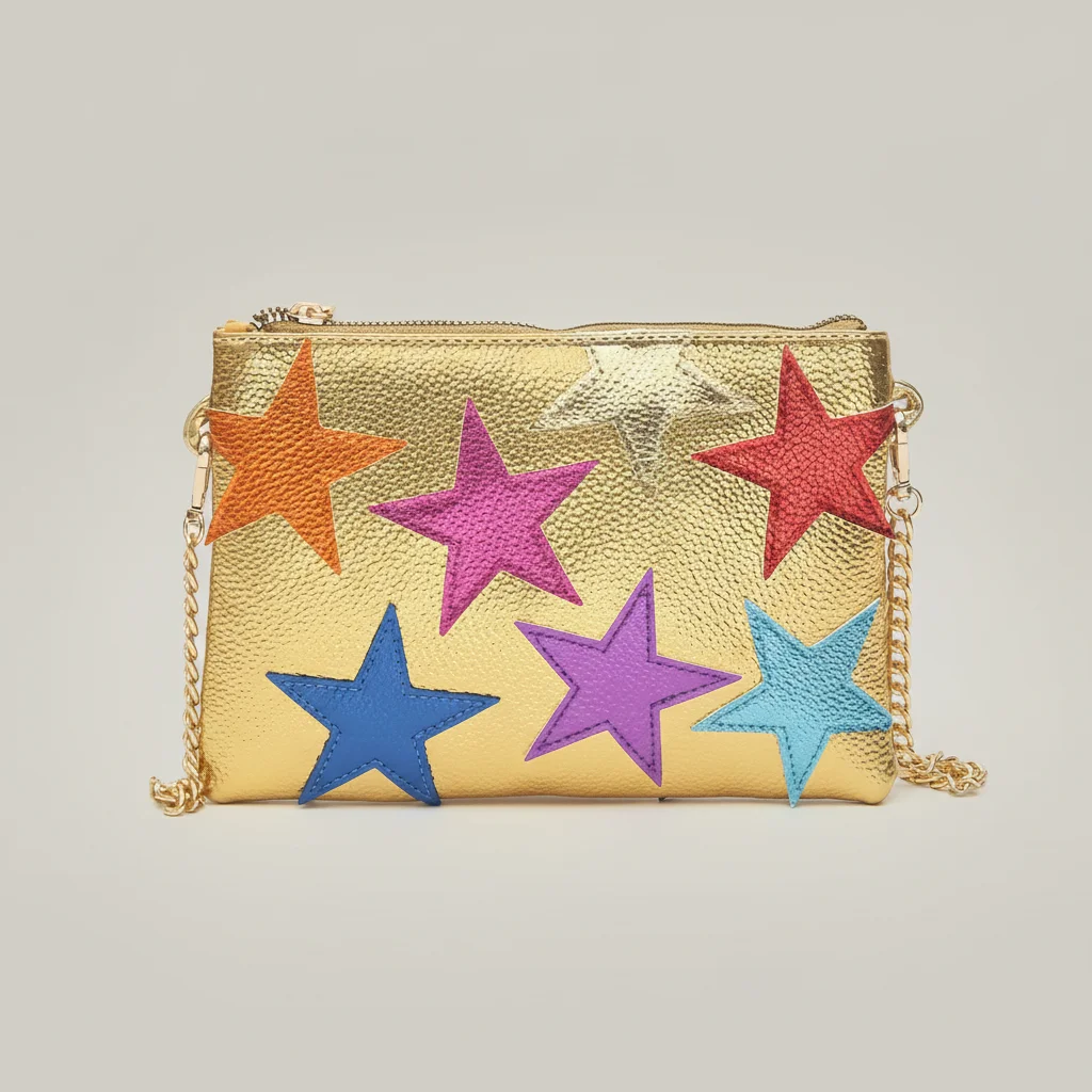Sac chaine simili cuir motif étoiles – Image 6