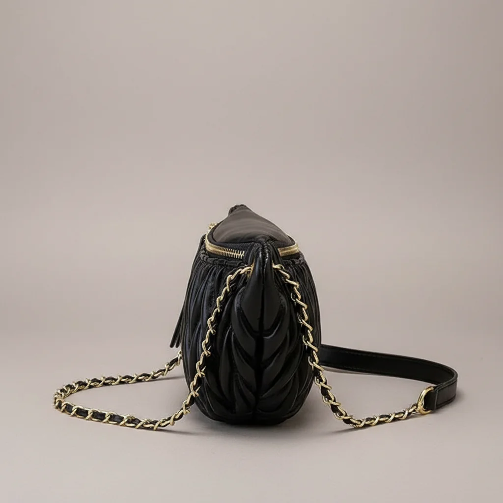 Sac chaine simili cuir porté bandoulière ajustable – Image 2