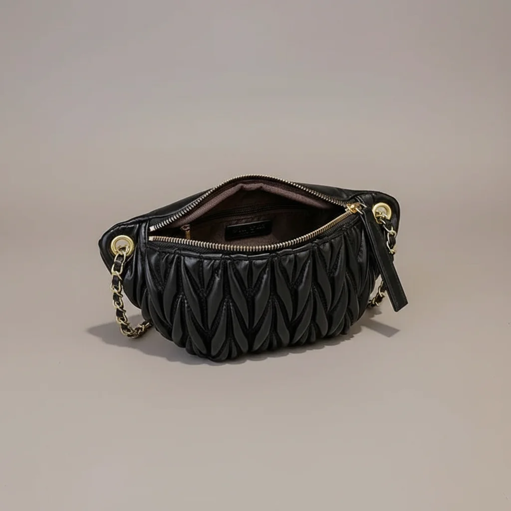 Sac chaine simili cuir porté bandoulière ajustable – Image 3