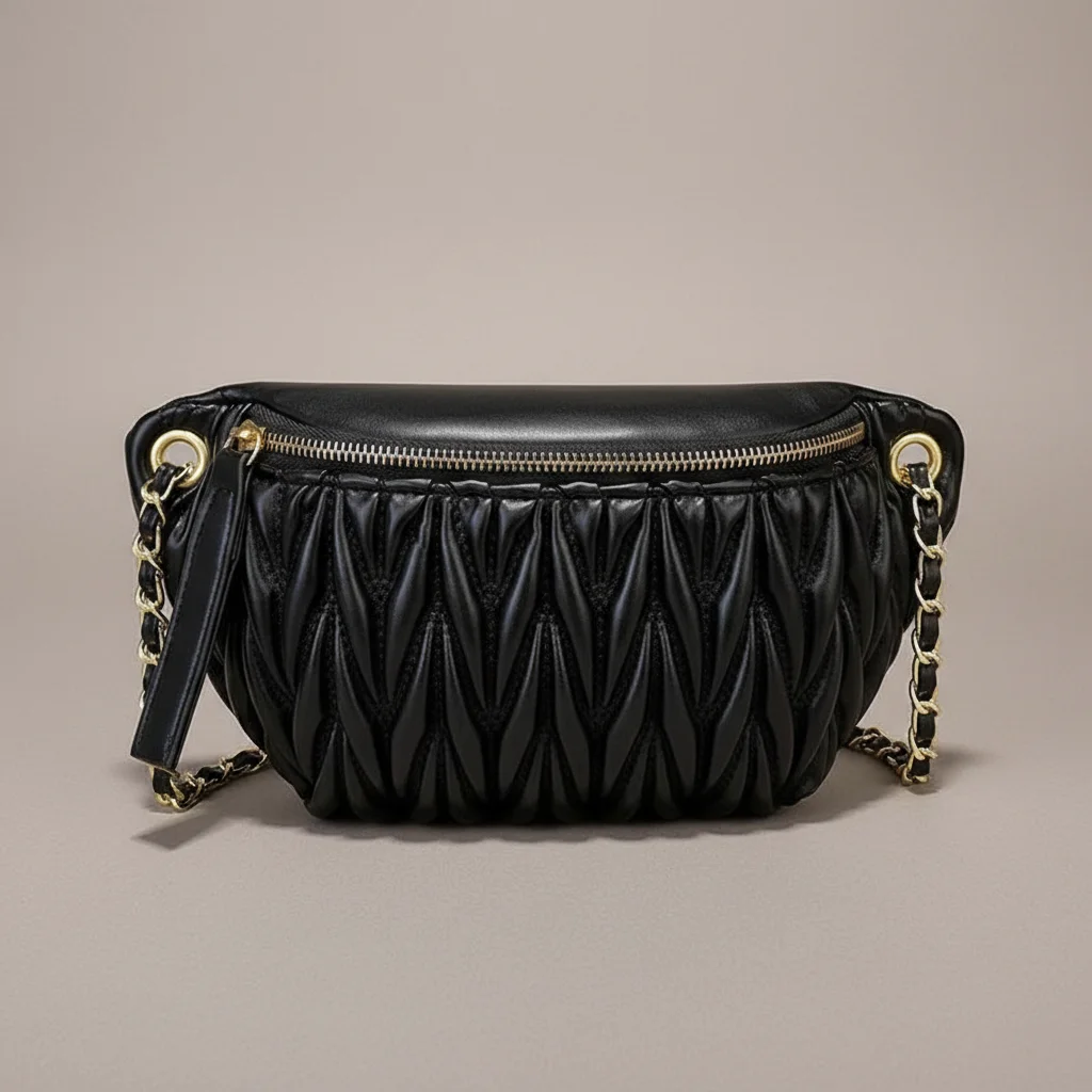 Sac chaine simili cuir porté bandoulière ajustable – Image 4