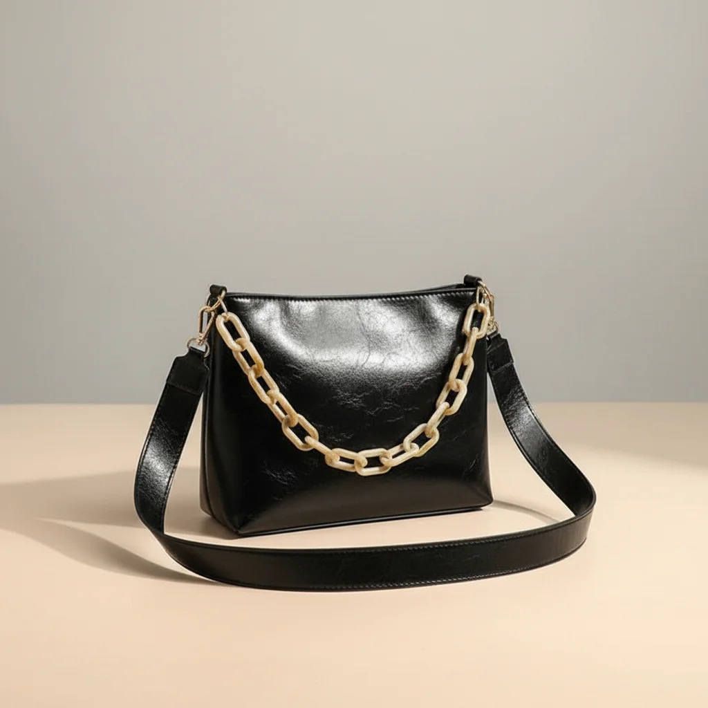 Sac chaine simili cuir porté épaule – Image 2