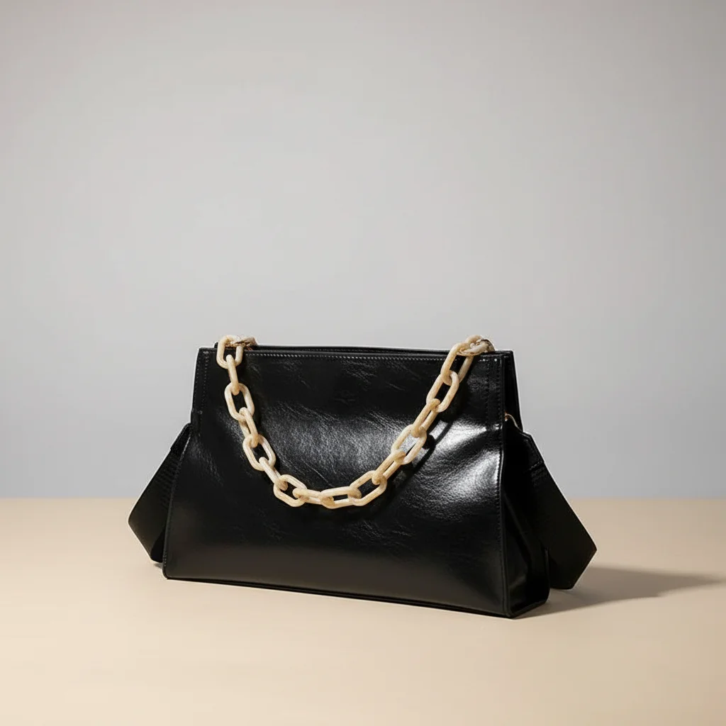 Sac chaine simili cuir porté épaule – Image 3