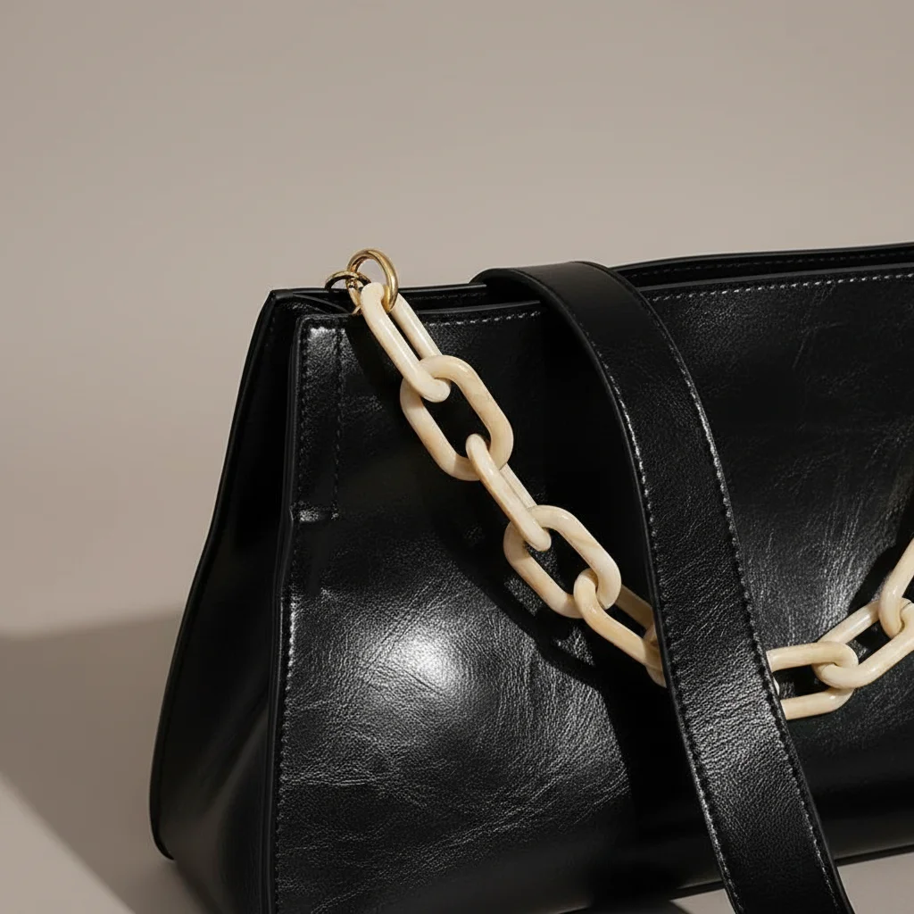 Sac chaine simili cuir porté épaule – Image 4