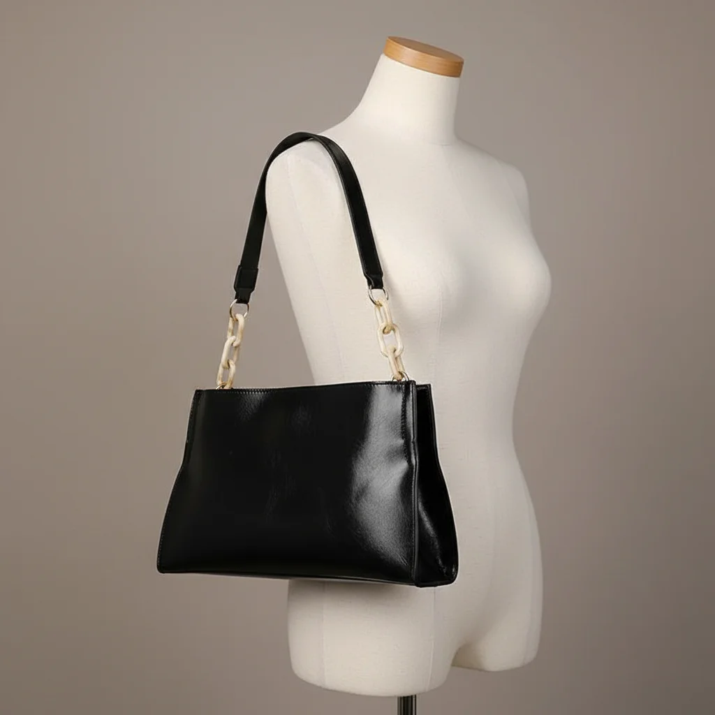 Sac chaine simili cuir porté épaule – Image 5