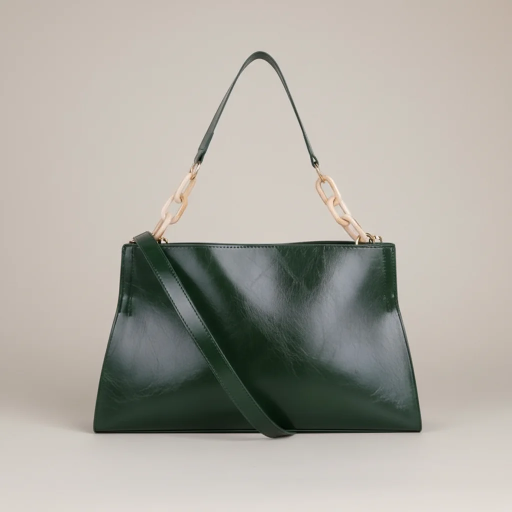 Sac chaine simili cuir porté épaule – Image 6