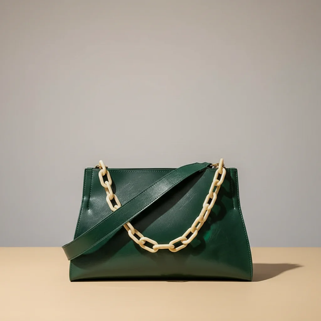 Sac chaine simili cuir porté épaule – Image 7