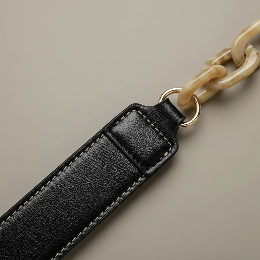 Sac chaine simili cuir porté épaule – Image 8