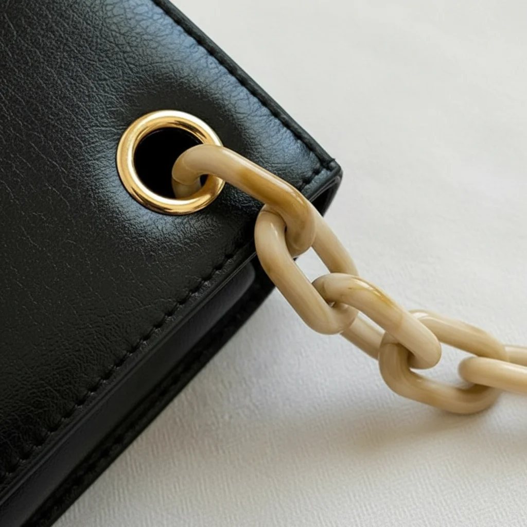 Sac chaine simili cuir porté épaule – Image 9