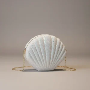 Sac chaine soirée forme coquillage pailleté
