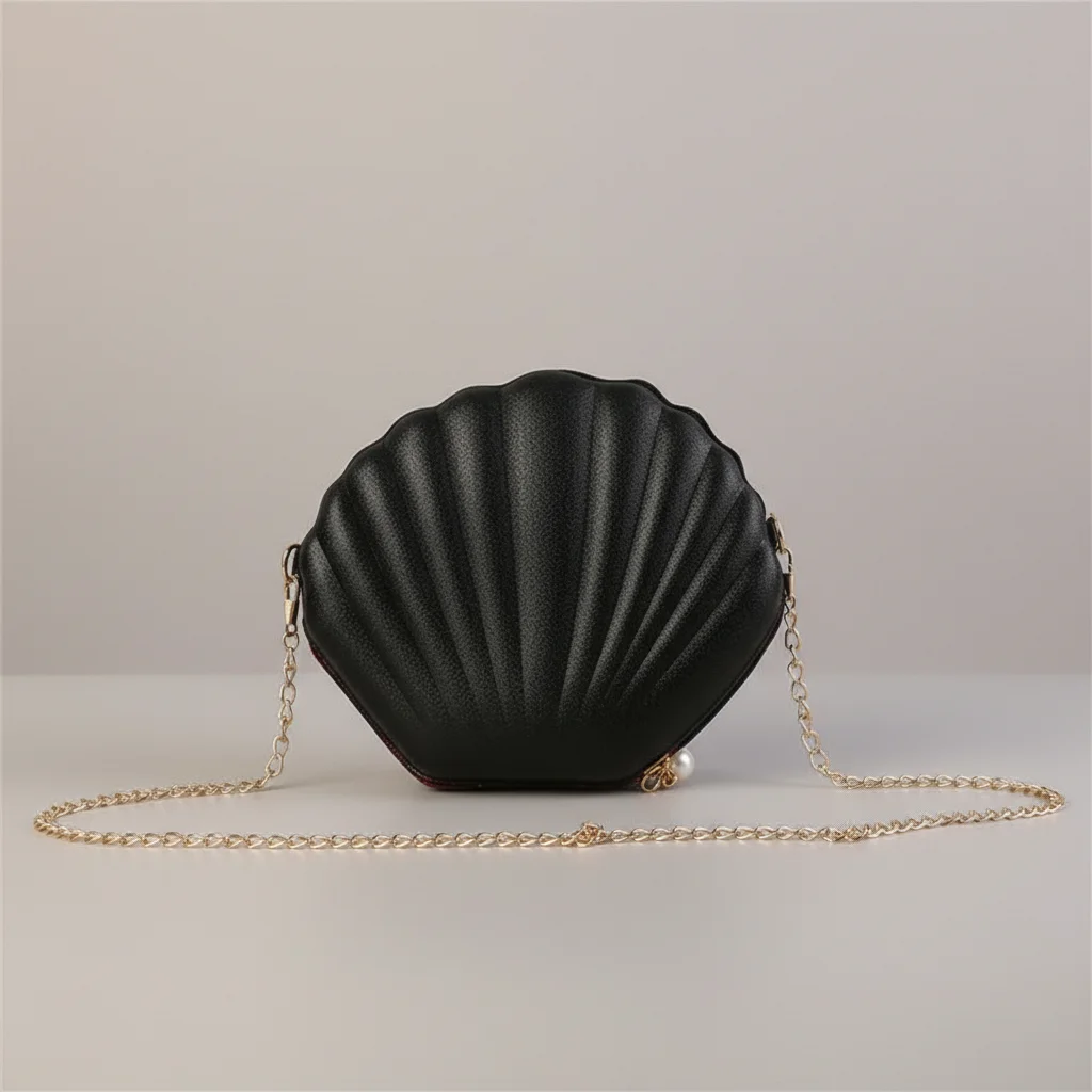 Sac chaine soirée forme coquillage pailleté – Image 11