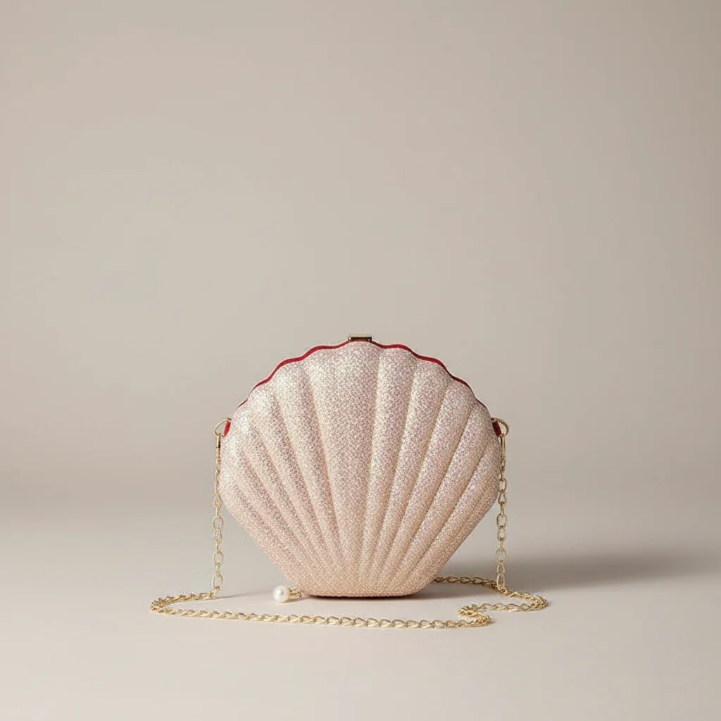 Sac chaine soirée forme coquillage pailleté – Image 12