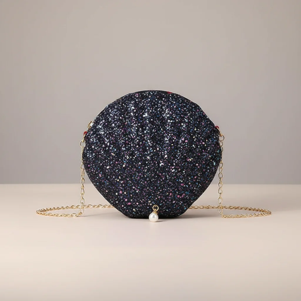 Sac chaine soirée forme coquillage pailleté – Image 9