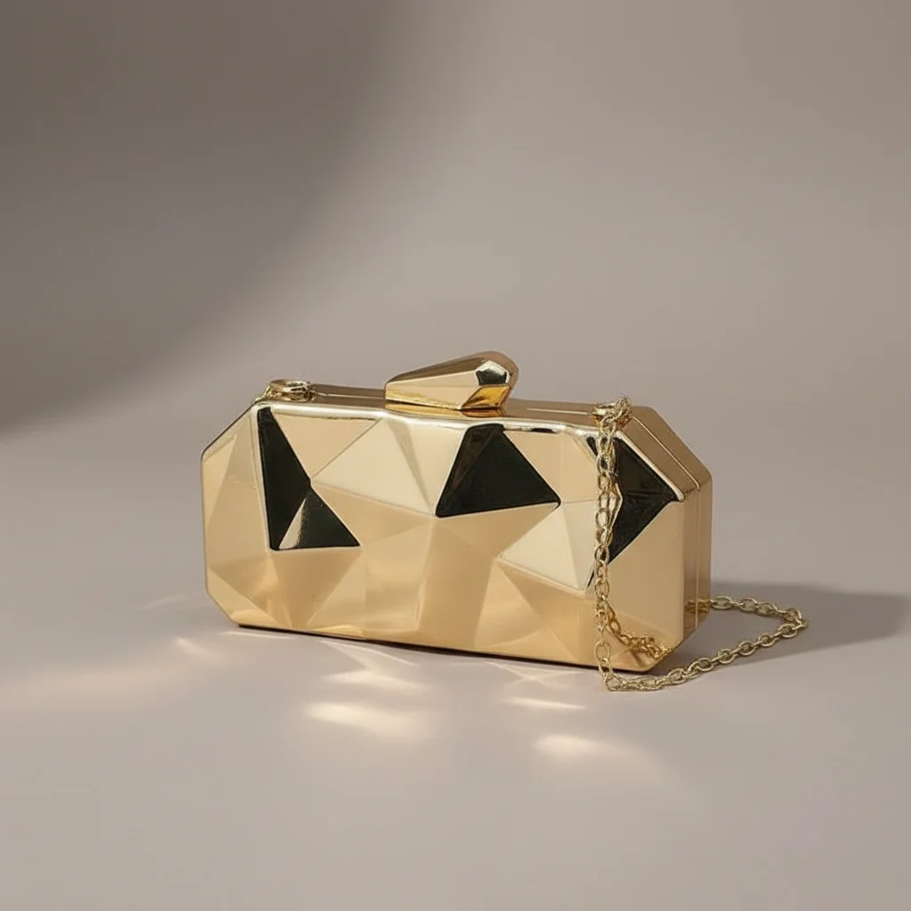 Sac chaine soirée métallisé motif géométrique – Image 10
