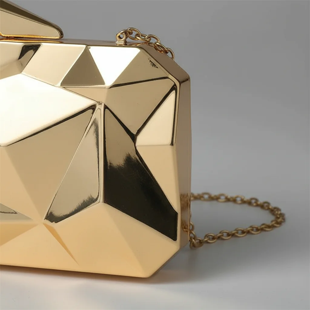 Sac chaine soirée métallisé motif géométrique – Image 12