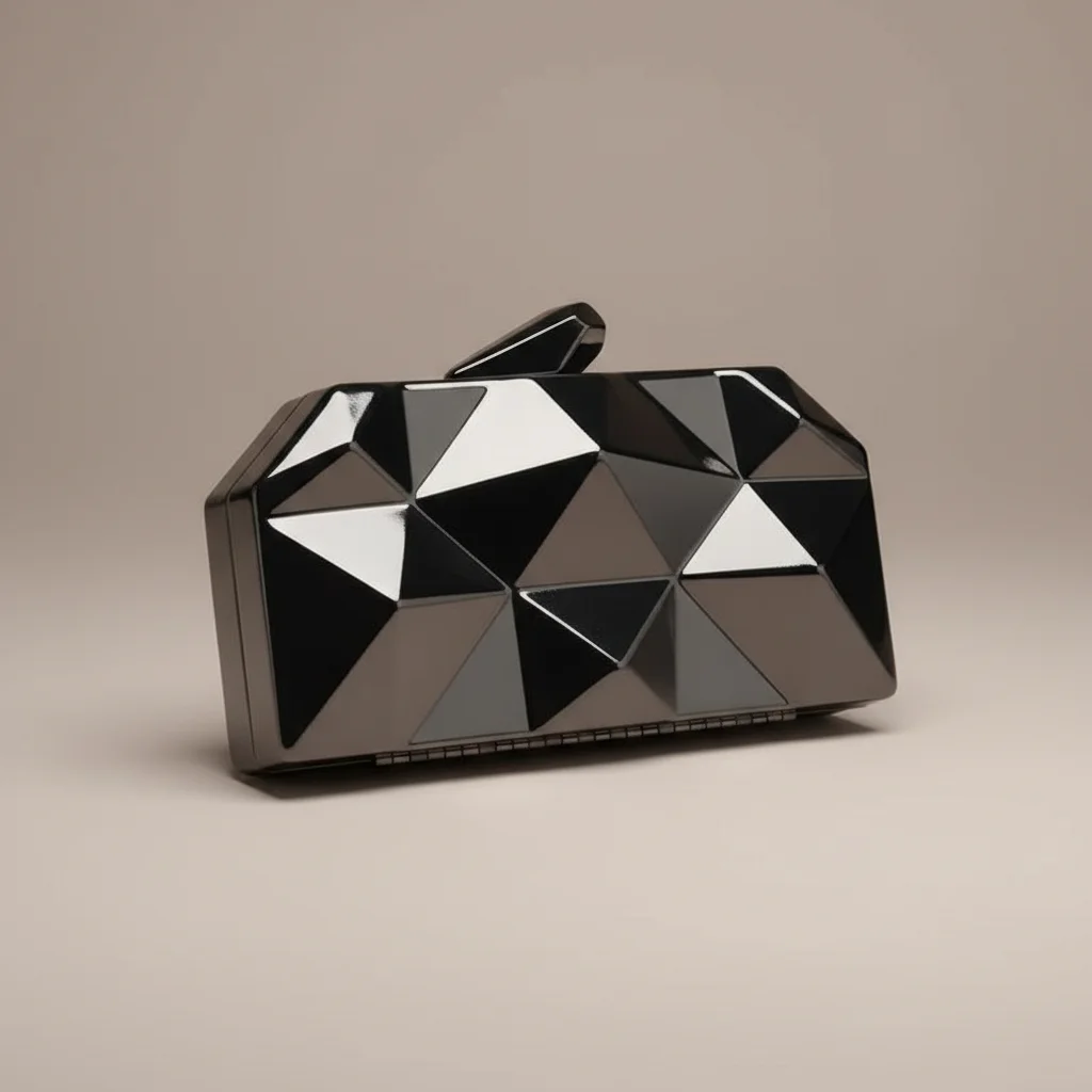 Sac chaine soirée métallisé motif géométrique – Image 13