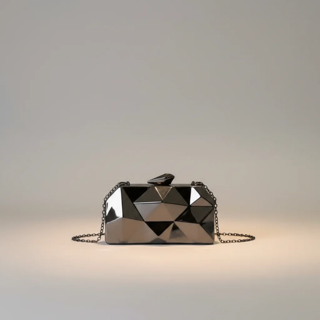 Sac chaine soirée métallisé motif géométrique – Image 14
