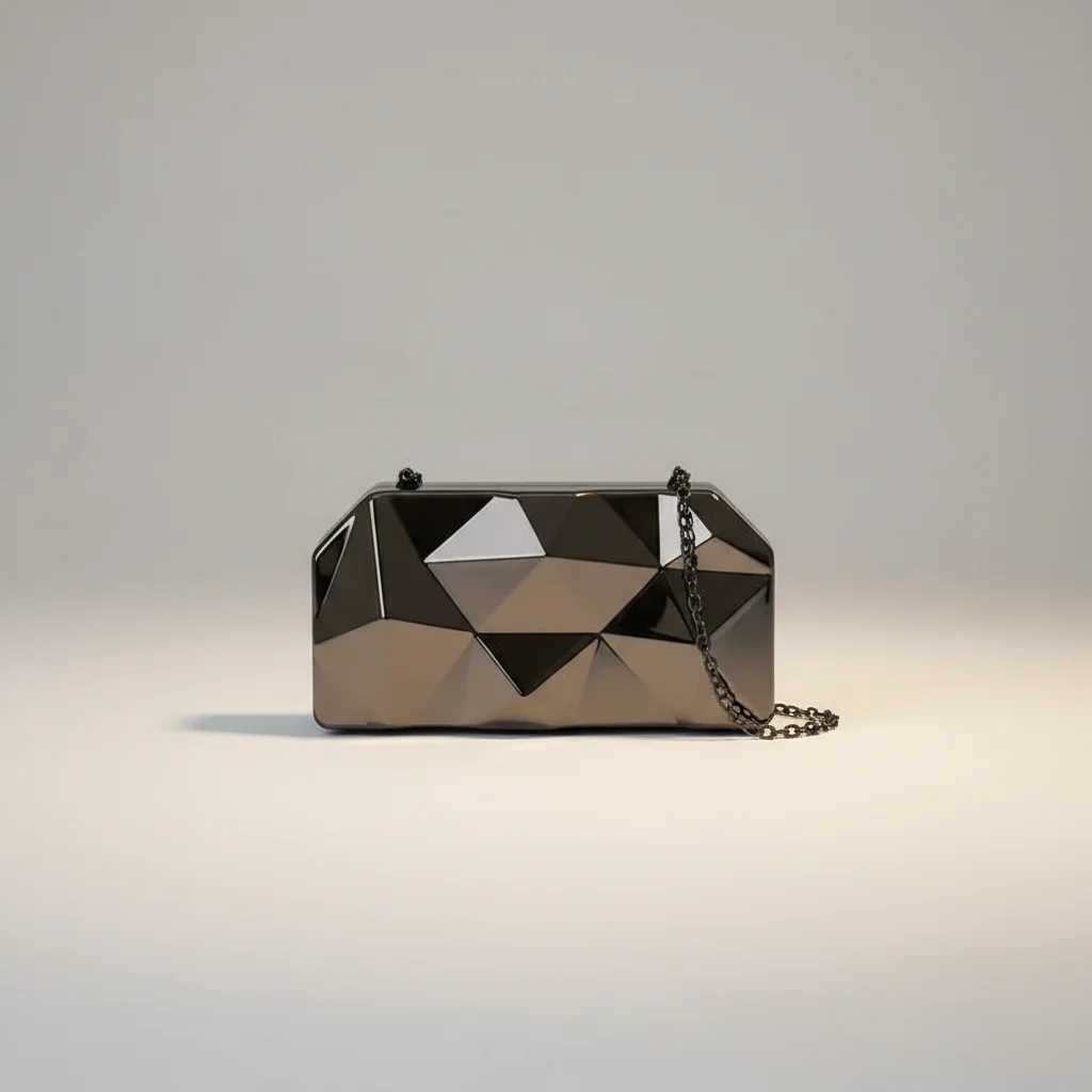Sac chaine soirée métallisé motif géométrique – Image 9