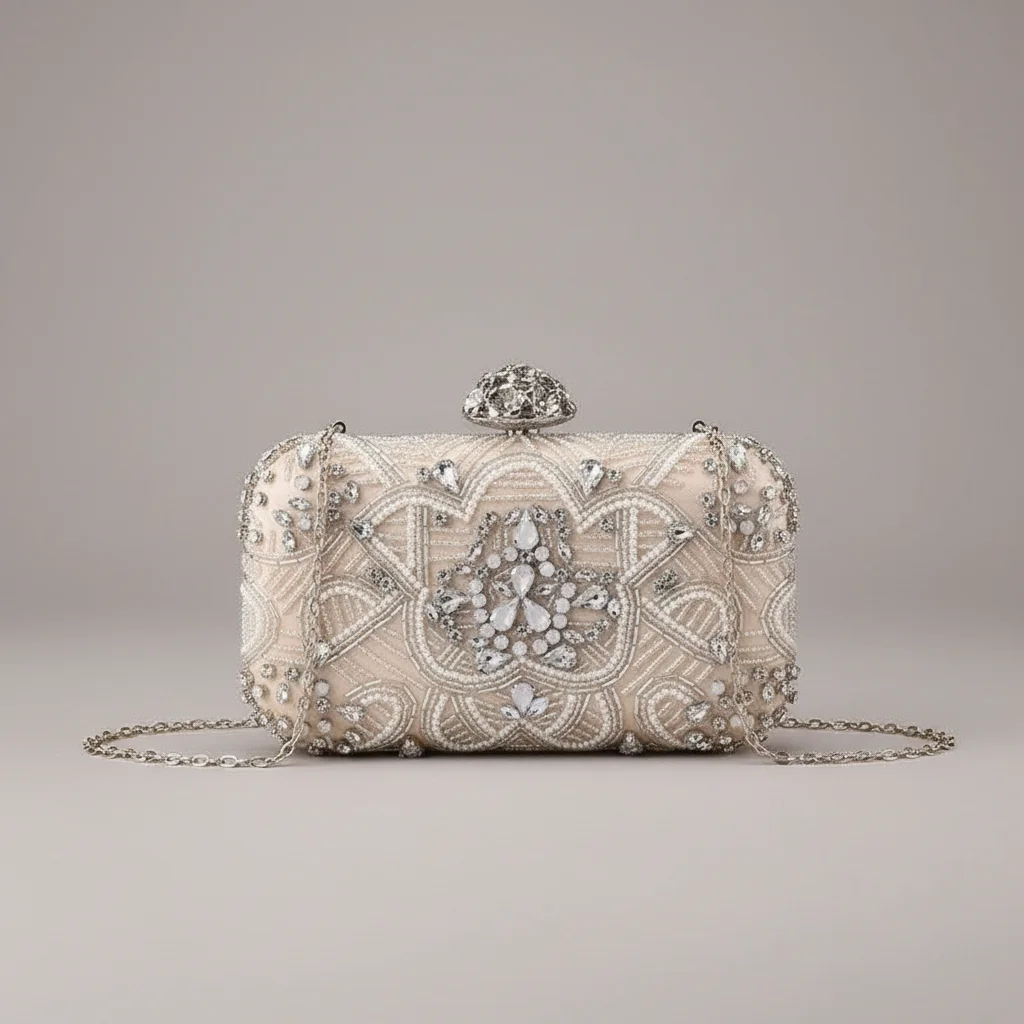 Sac chaine soirée polyester perles compact